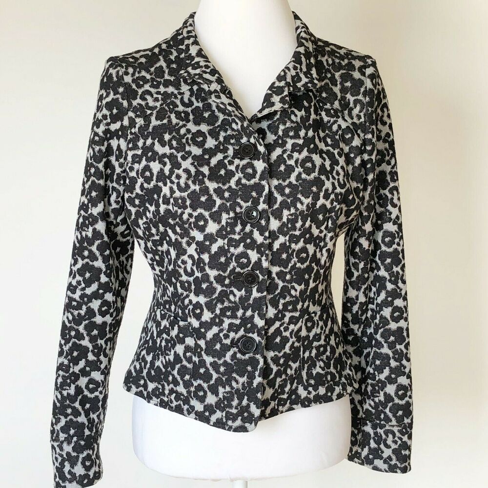 ECI New York cropped blazer animal print size 10